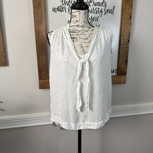 Free People Women's Tie Neck High Low Tank Sleeveless Blouse White Small